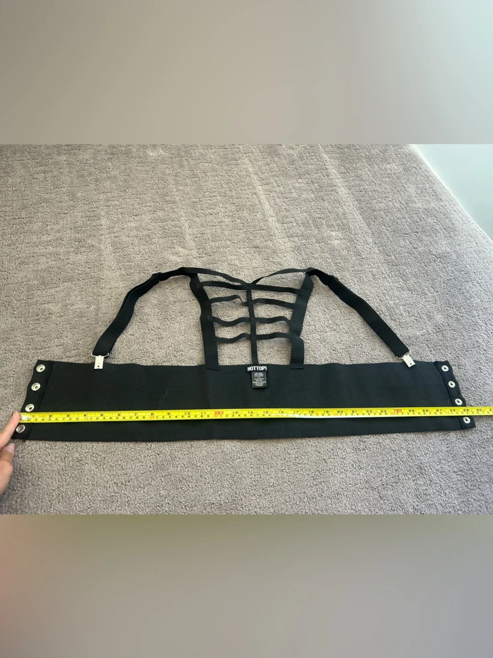 Hot Topic Black Elastic Corset Belt with Snap and Strappy Detail